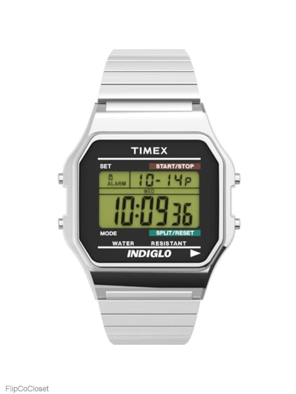Men's Timex Classic Digital 34mm Watch Stainless Steel Expansion Band